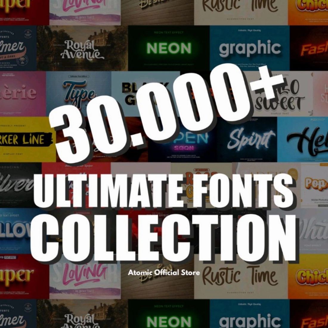 30,000 Ultimate Premium Font Collection Bundle cover image.