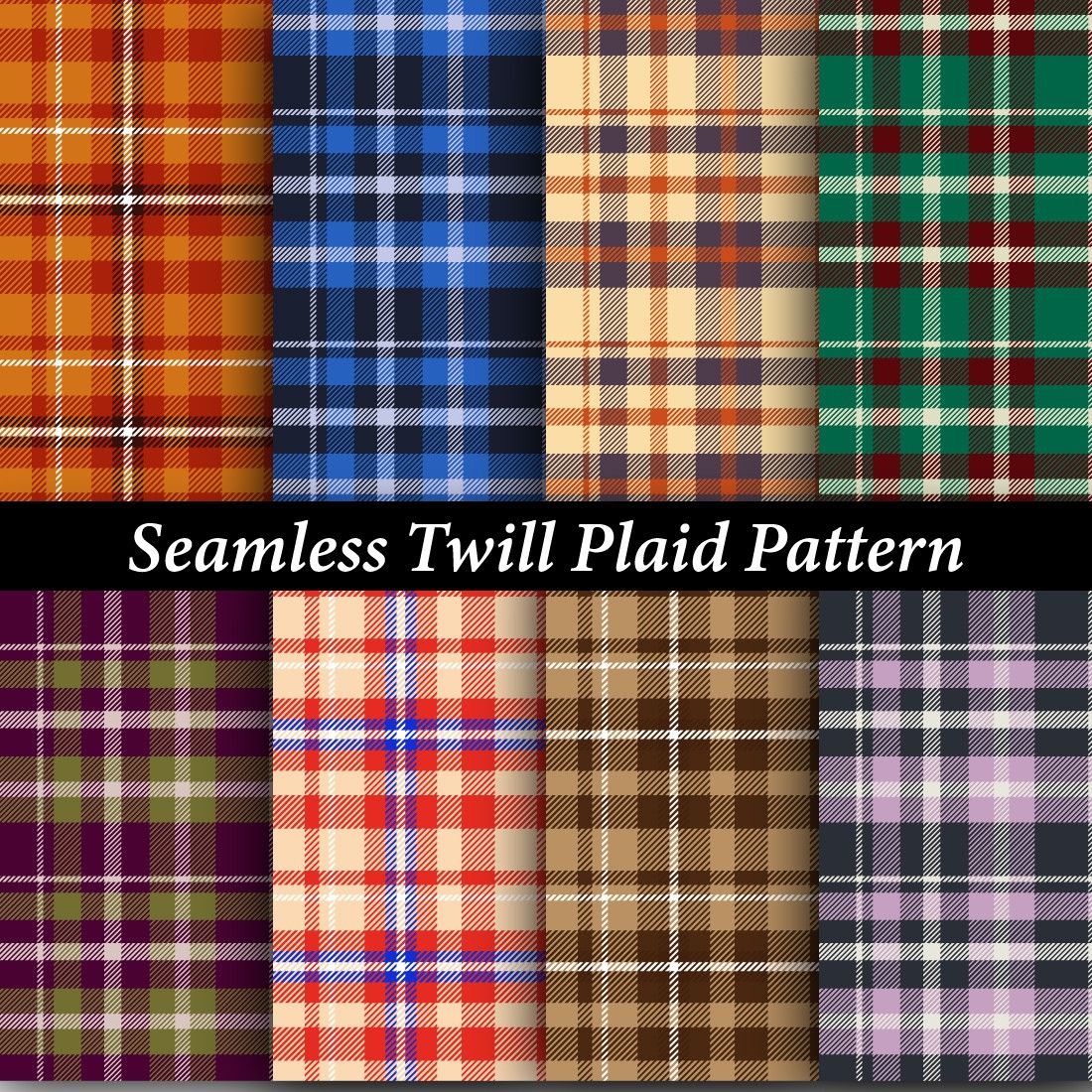 seamless twill plaid pattern, bundle of 8 pattern cover image.