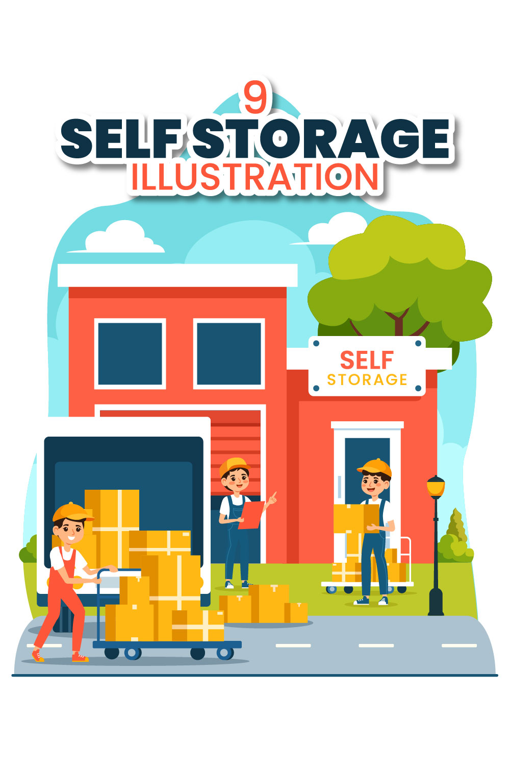 9 Self Storage Illustration pinterest preview image.