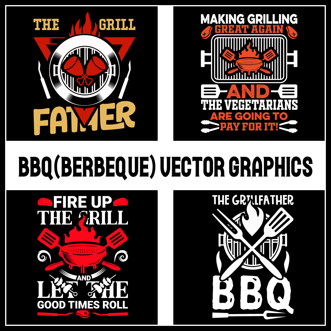 BBQ T-Shirt Design bundle- Barbeque t shirt design bundle- Barbeque Vector Graphics- Barbeque Grill Typography- BBQ SVG Bundle & Quotes cover image.