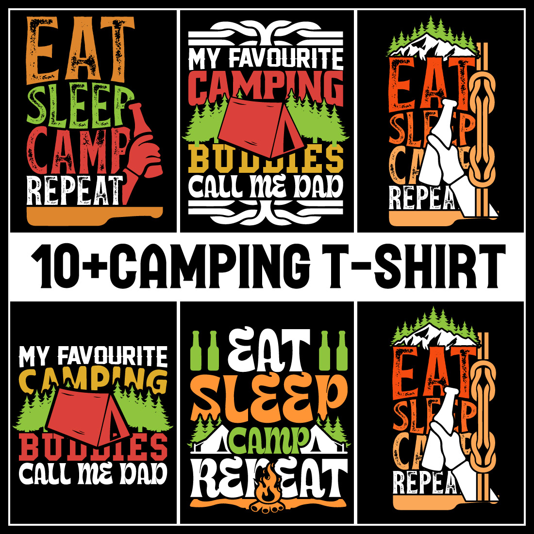 Camping T-Shirt Design- Camping T-shirt- Summer Camp Shirt- Camping T-shirts- Camping-tents T-shirt- T-shirt Design Bundle cover image.