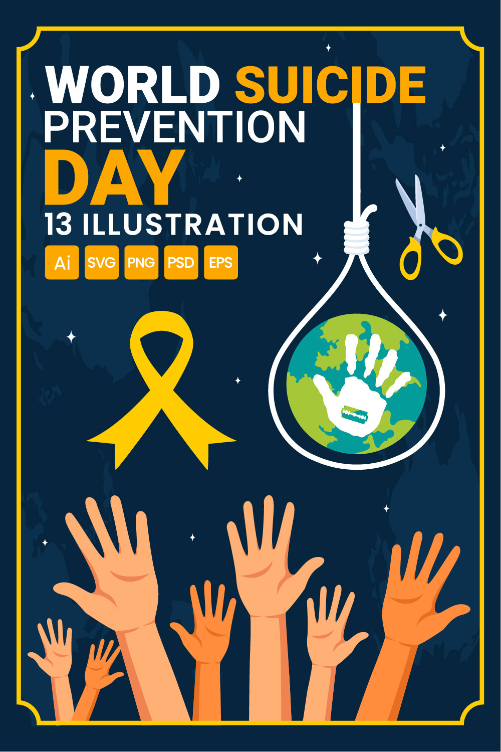 13 World Suicide Prevention Day Illustration pinterest preview image.