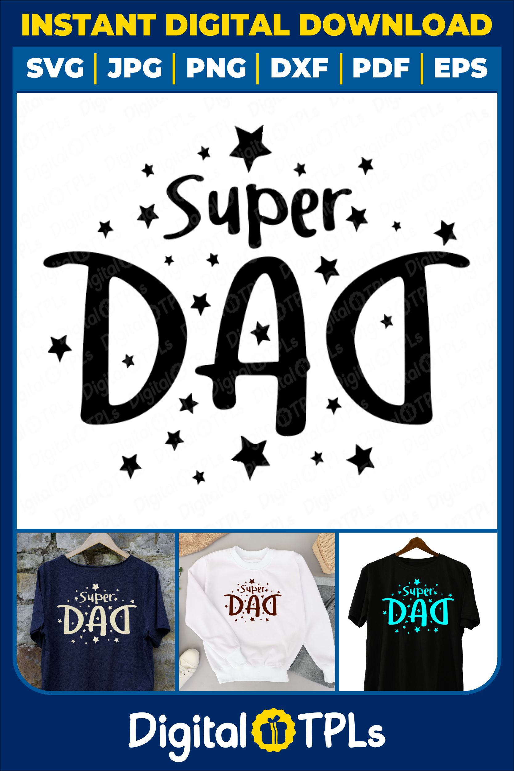 Super Dad SVG | Father's Day SVG, DXF, EPS, JPG, PNG & PDF Files  pinterest preview image.
