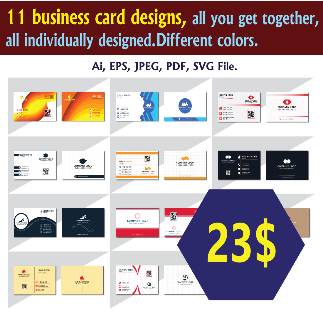 Business card template design preview image.