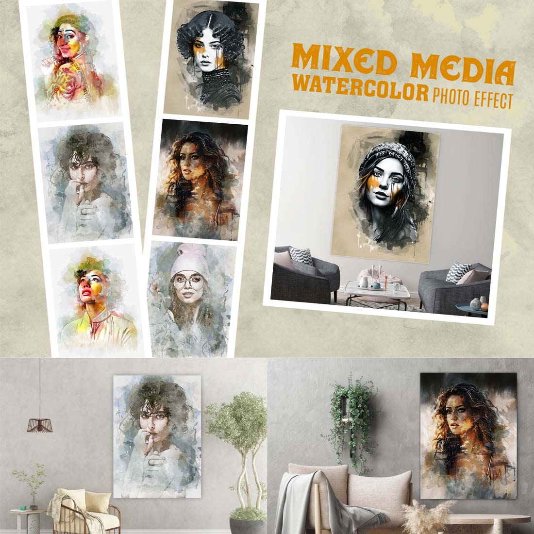 Realistic Watercolor Mixed Art Photo cover image.