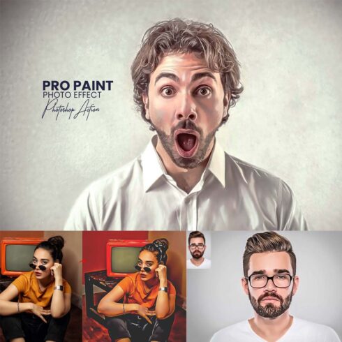 Pro Paint Effect Photoshop Action cover image.