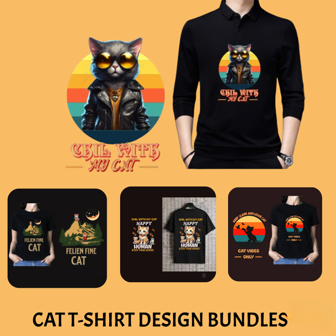 Cat T-Shirt Design preview image.