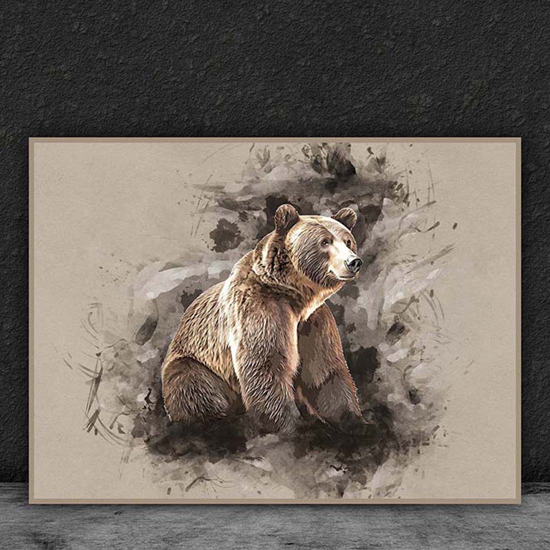 Editable Bear Watercolor Effect preview image.