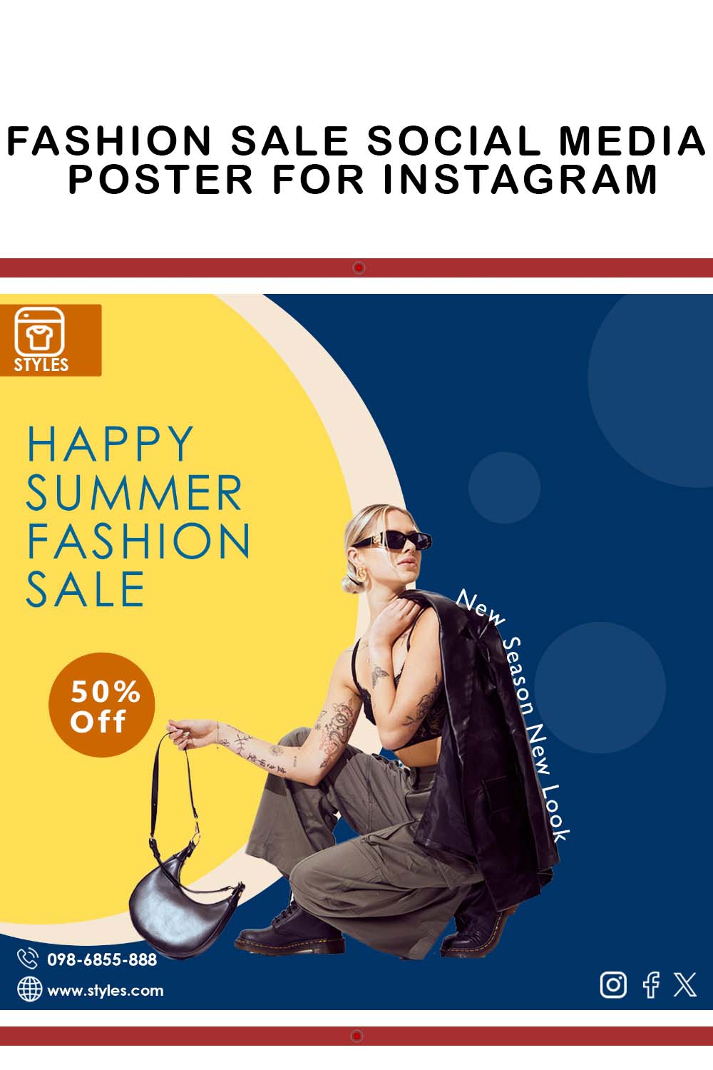 Fashion Sale Social Media Poster pinterest preview image.