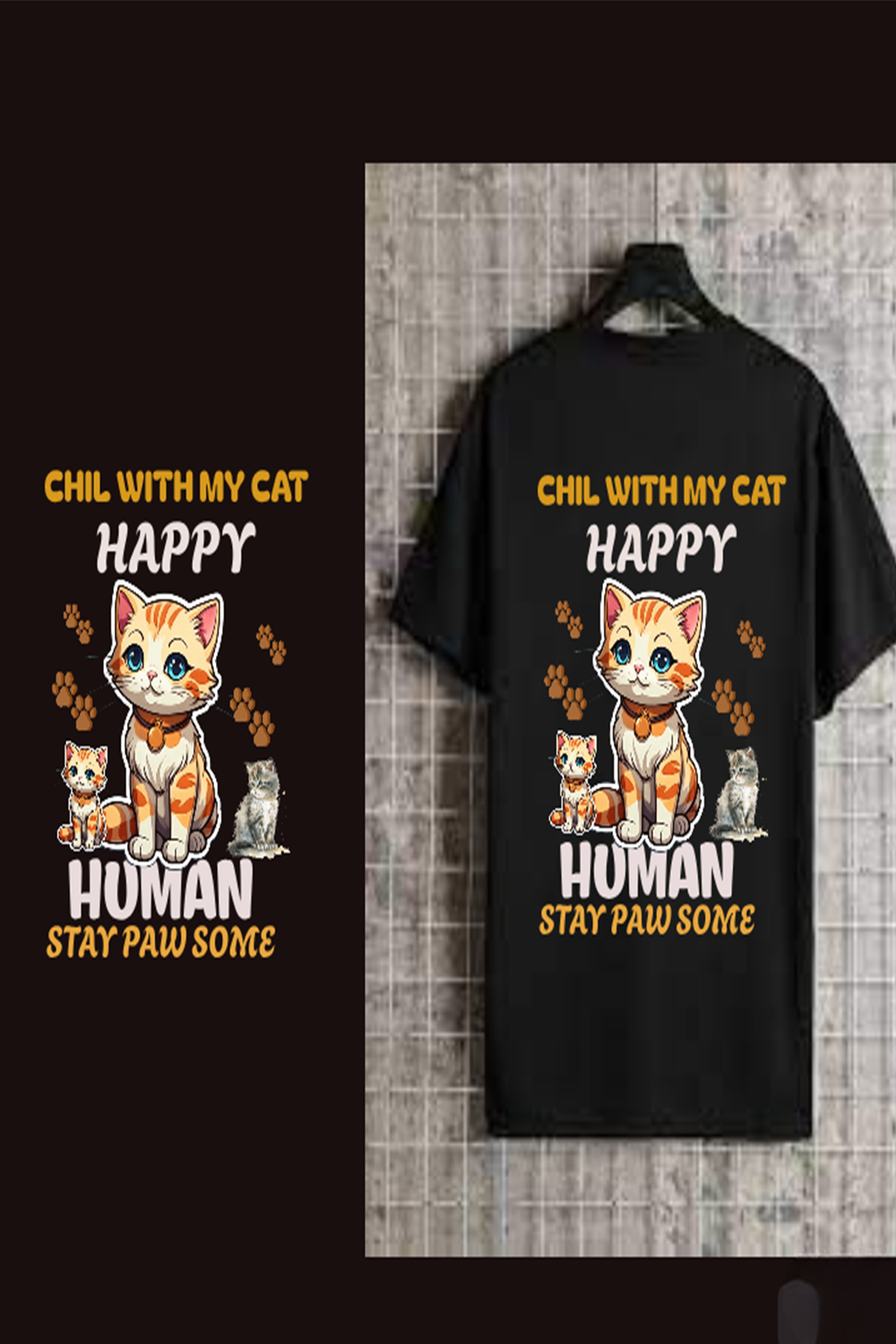 Cat T-Shirt Design pinterest preview image.