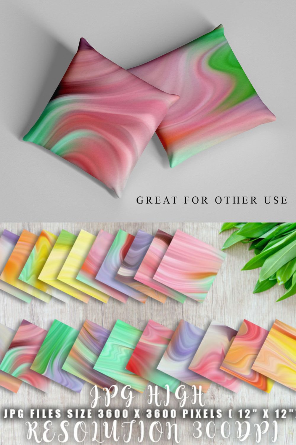 Digital Paper Marble Wave Background pinterest preview image.