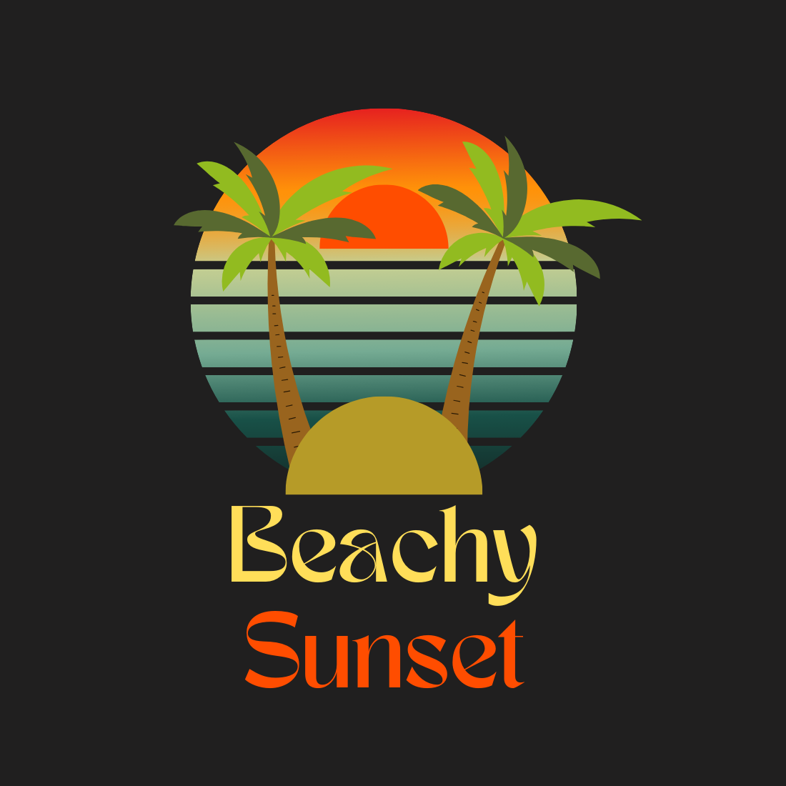 Beachy Sunset T-Shirt Design / Template preview image.