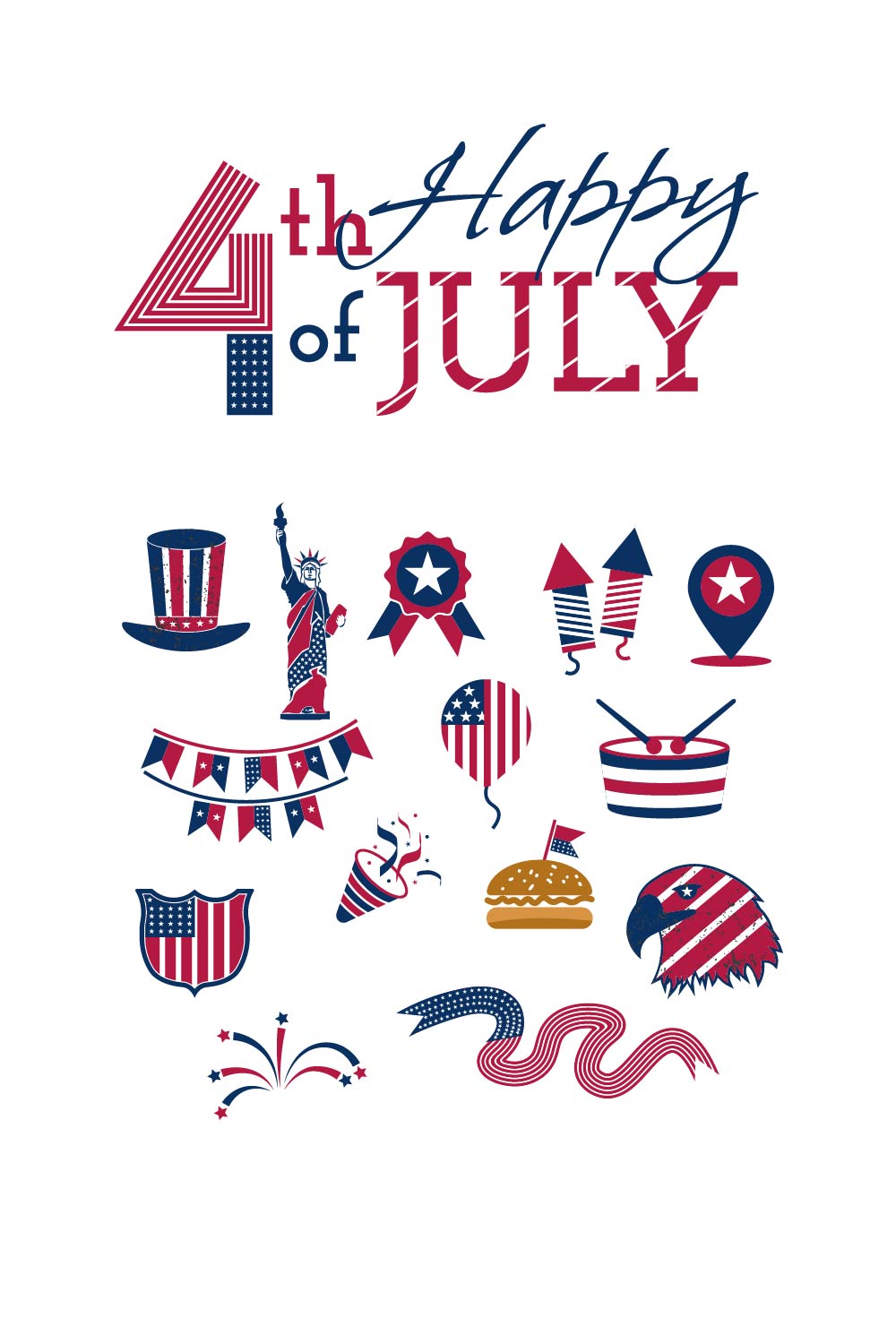 USA Independence Day Icon pack pinterest preview image.