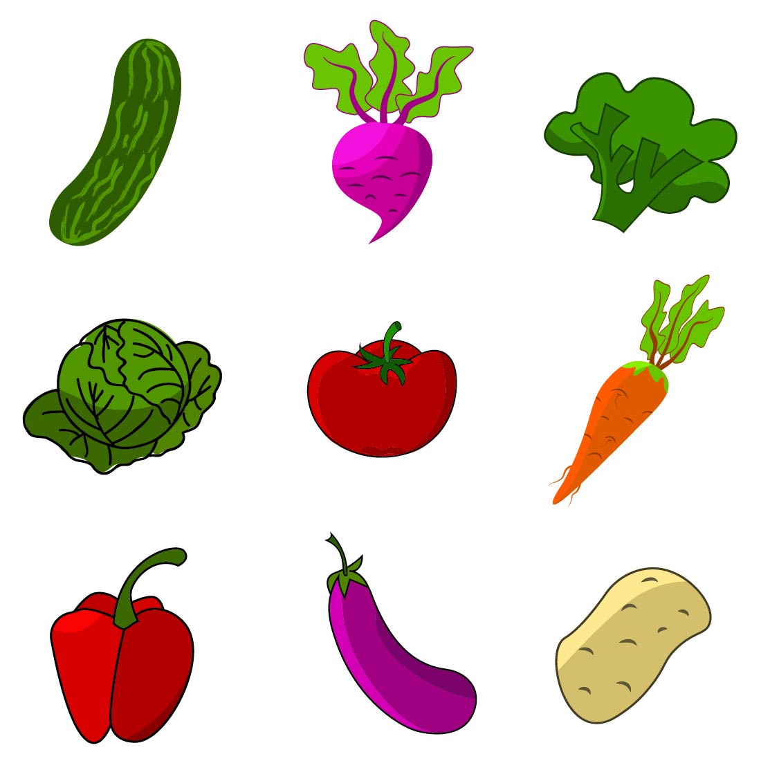 colorful vegetable illustration preview image.