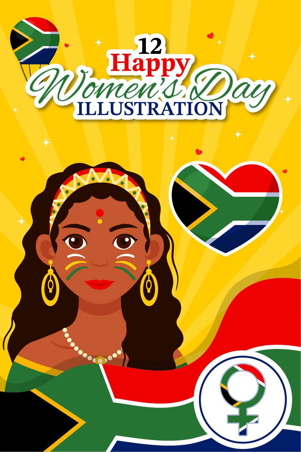 12 Women's Day in South Africa Illustration pinterest preview image.