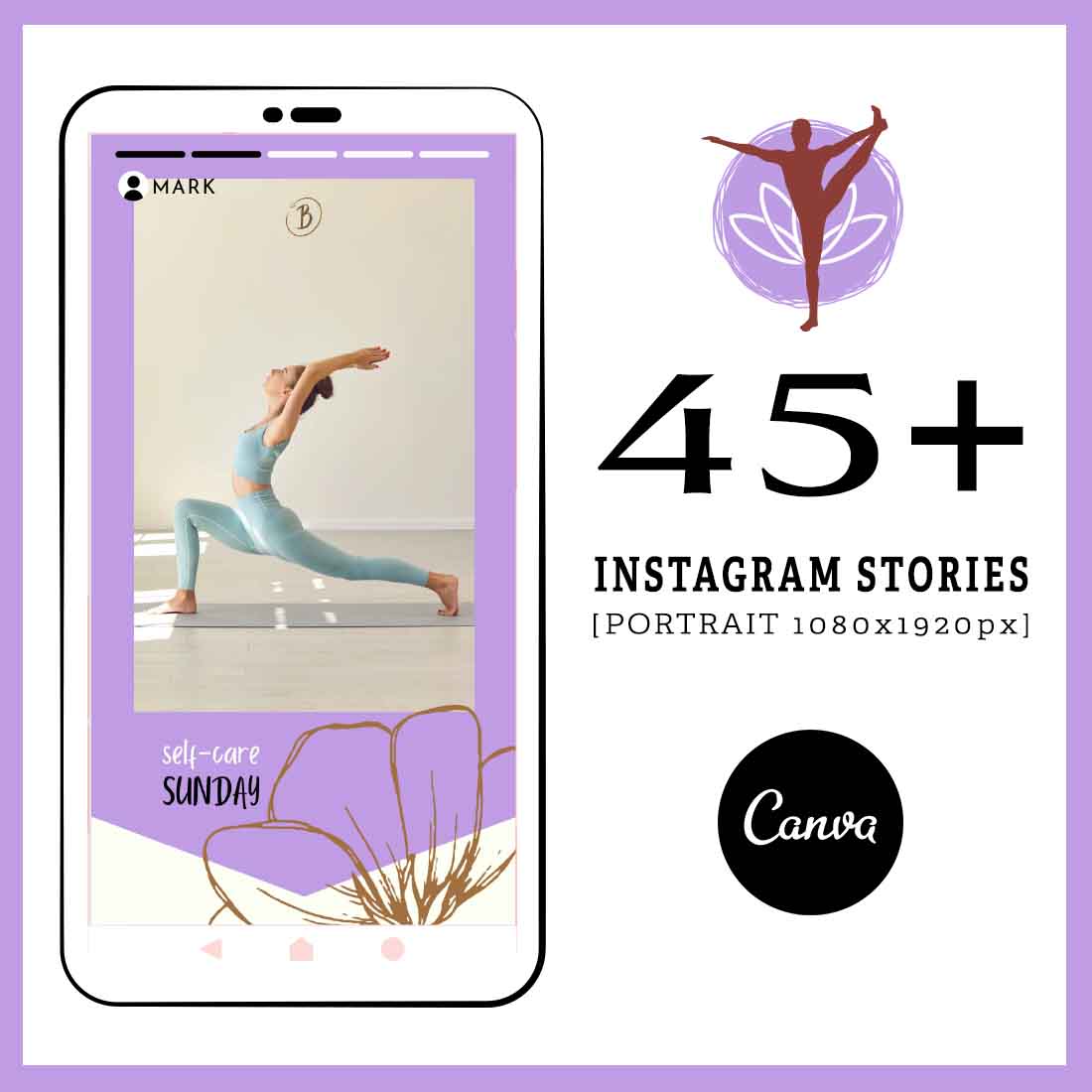 Yoga Instagram Story Canva Templates preview image.