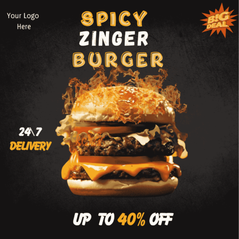 Burger editable and printable Template cover image.