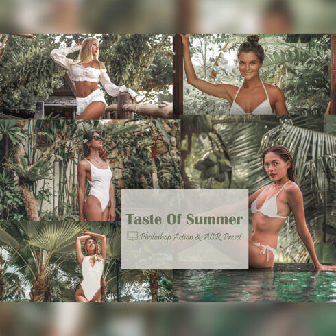 12 Photoshop Actions, Taste Of Summer Ps Action, Tanned ACR Preset, Trendy Filter, Lifestyle Theme For Instagram, Color Palette, Professional Portrait cover image.