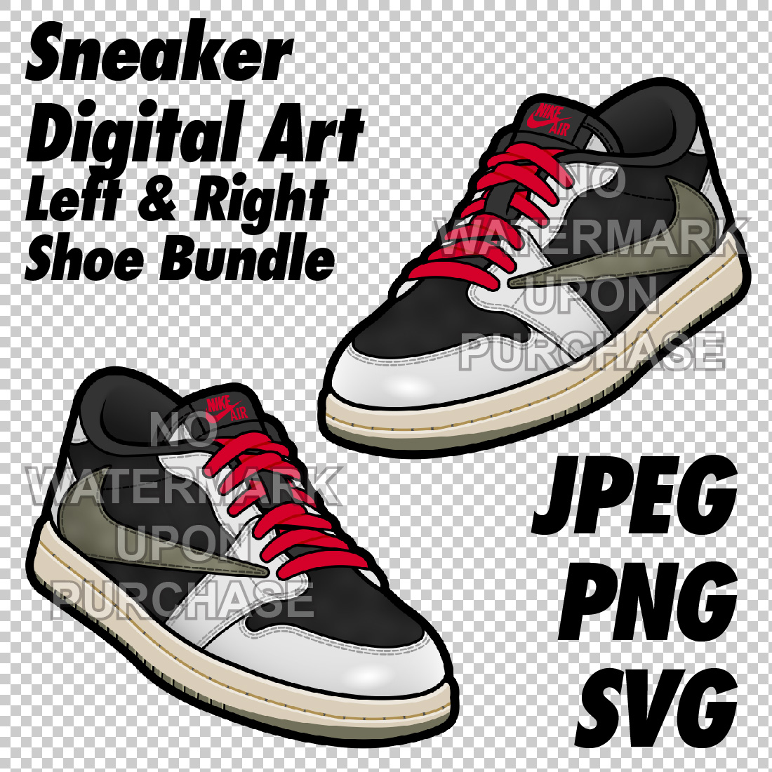 Air Jordan 1 Low Travis Scott Olive JPEG PNG SVG digital sneaker art cover image.