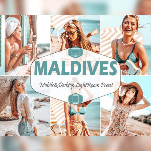 10 Maldives Mobile & Desktop Lightroom Presets, sea ocean LR preset, Portrait editing Filter, DNG Lifestyle Photographer Instagram Theme cover image.