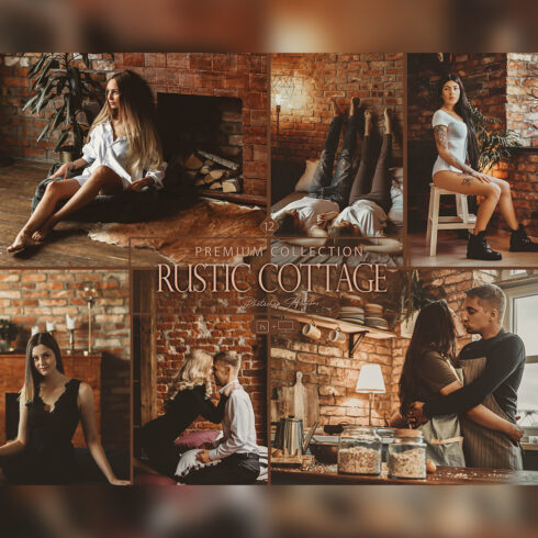 12 Photoshop Actions, Rustic Cottage Ps Action, Moody ACR Preset, Brown And Red Filter, Theme, Blog Instagram, Rural Couple, Village Image cover image.