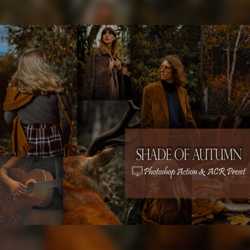 12 Photoshop Actions, Shade Of Autumn Ps Action, Fall ACR Preset, Saturation Filter, Lifestyle Theme For Instagram, Warm Brownie, Professional Portrait cover image.
