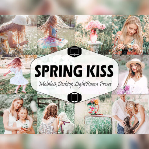 10 Spring Kiss Mobile & Desktop Lightroom Presets, pastel LR preset, Portrait Bright Filter, DNG Lifestyle Best Photographer Instagram Theme cover image.