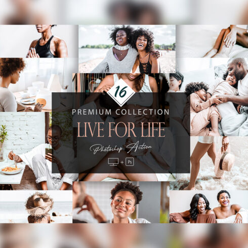 16 Photoshop Actions, Live For Life Ps Action, Skin ACR Preset, Saturation Filter, Lifestyle Theme For Instagram, Top Filters, Selfie Portrait cover image.