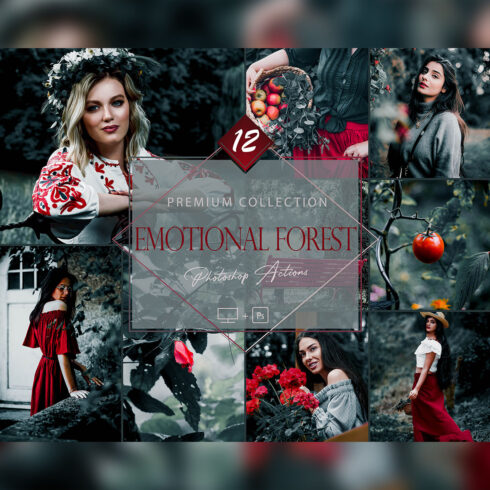 12 Photoshop Actions, Emotional Forest Ps Action, Jungle Cozy ACR Preset, Green Filter, Lifestyle Theme For Instagram, Girl Moody, Cold Portrait cover image.