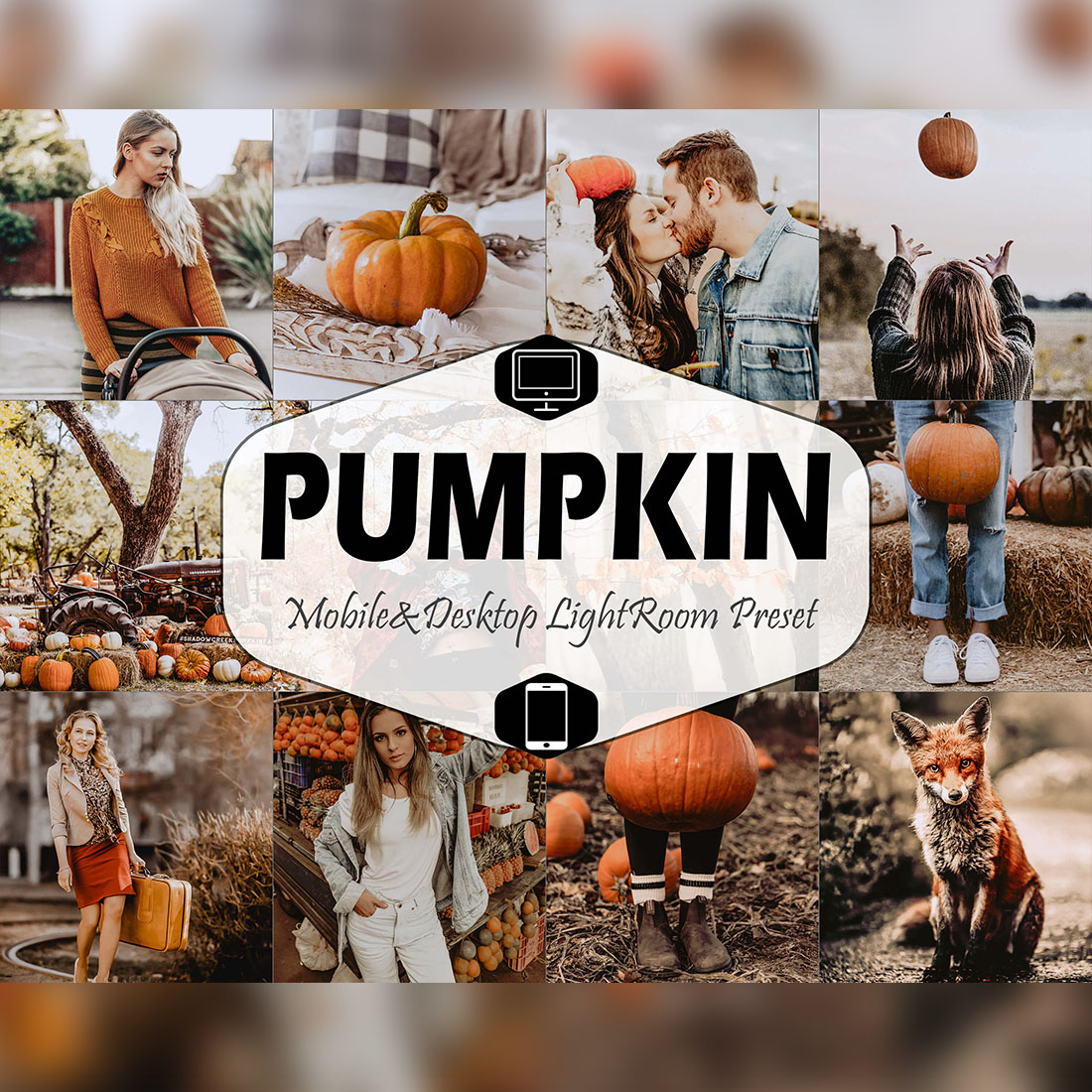 Pumpkin Mobile & Desktop Lightroom Presets, instagram modern LR preset, trendy filter , best DNG travel lifestyle fashion theme cover image.