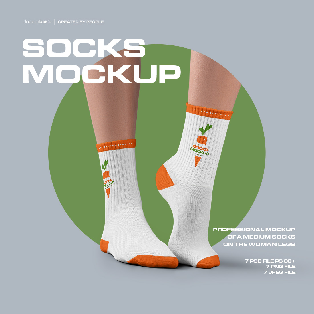 7 Mockups Medium Socks on the Woman Legs cover image.