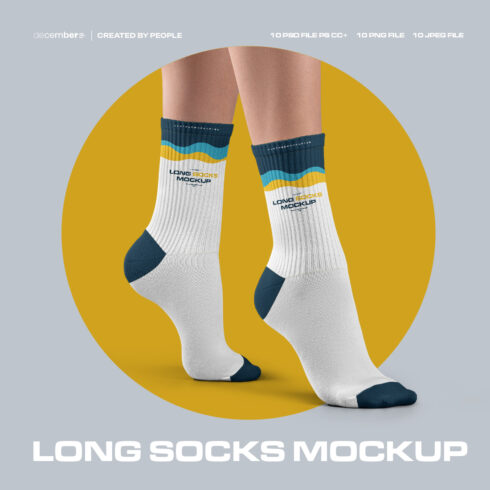 10 Mockups Long Socks on the Woman Legs cover image.