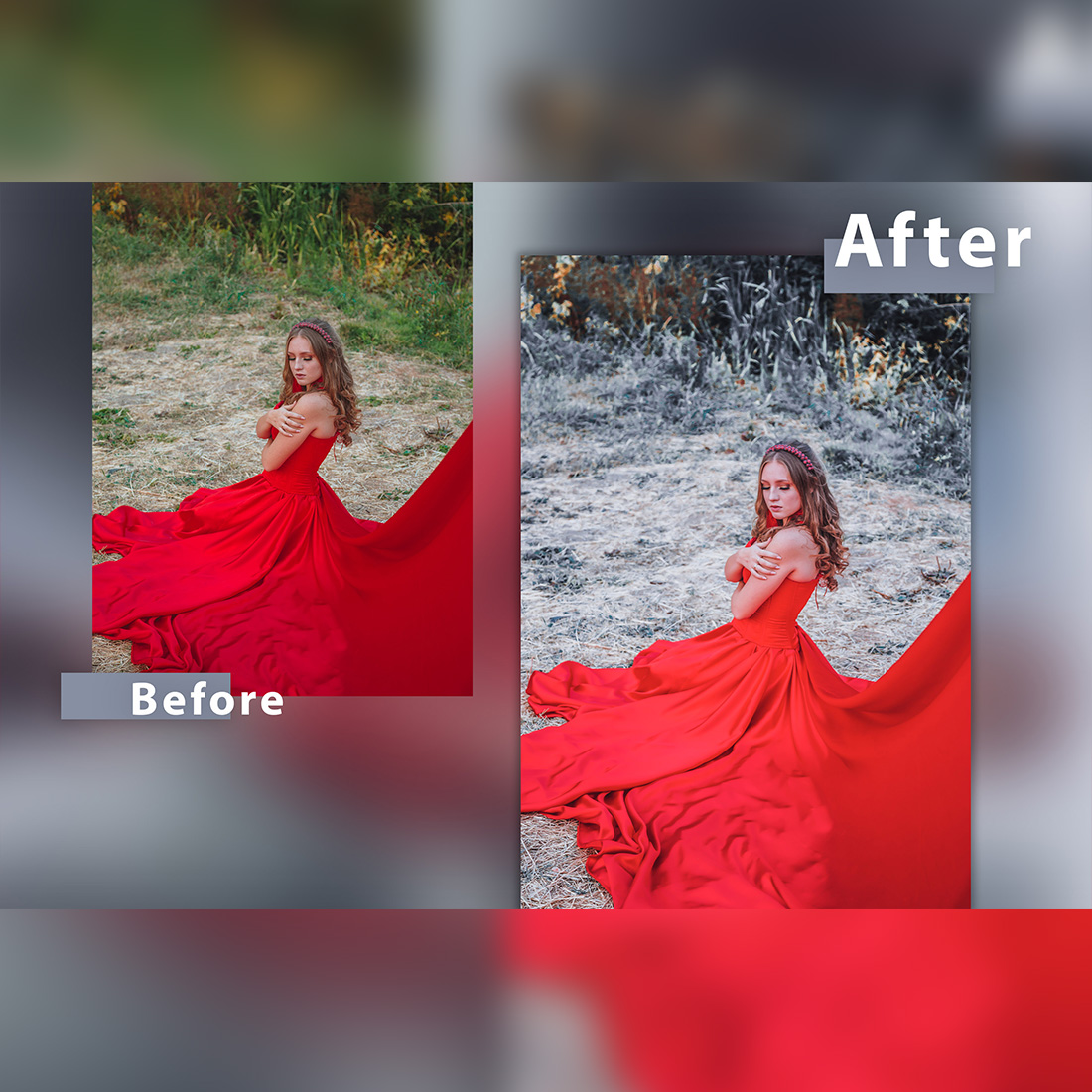 12 Photoshop Actions, Spring Rose Ps Action, Green Blue ACR Preset, Saturation Filter, Lifestyle Theme For Instagram, Professional Portrait preview image.