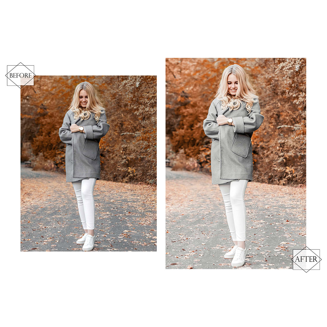 12 Photoshop Actions, Everyday Life Ps Action, Gray ACR Preset, Autumn Filter, Lifestyle Theme For Instagram, Fall Presets, Warm Portrait preview image.