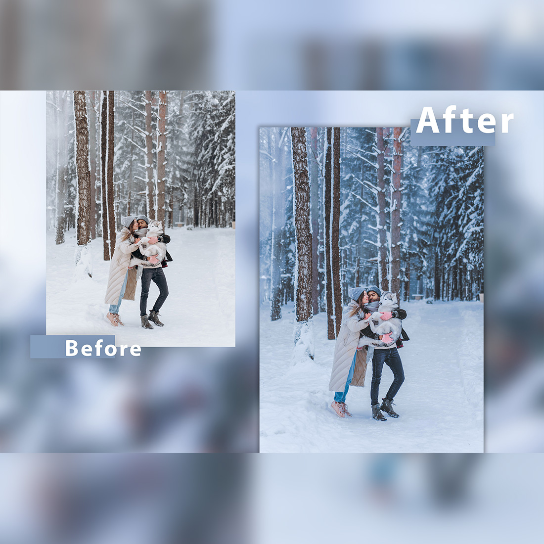 12 Photoshop Actions, Frozen Moment Ps Action, Winter ACR Preset, Saturation Filter, Lifestyle Theme For Instagram, Cold Blue, Professional Portrait preview image.