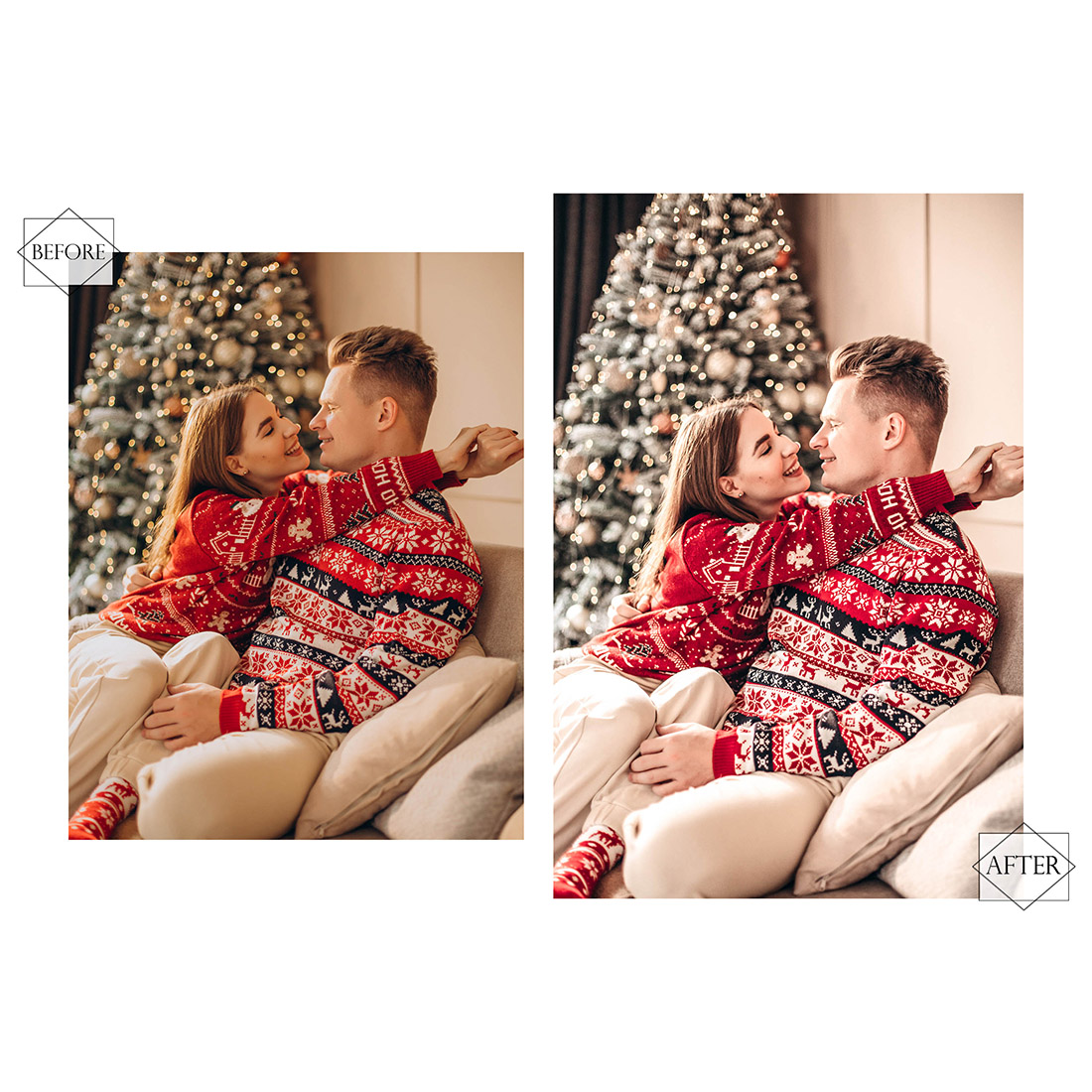 12 Photoshop Actions, Bright Winter Ps Action, Red ACR Preset, Saturation Filter, Lifestyle Theme For Instagram, Christmas, Family Photos preview image.