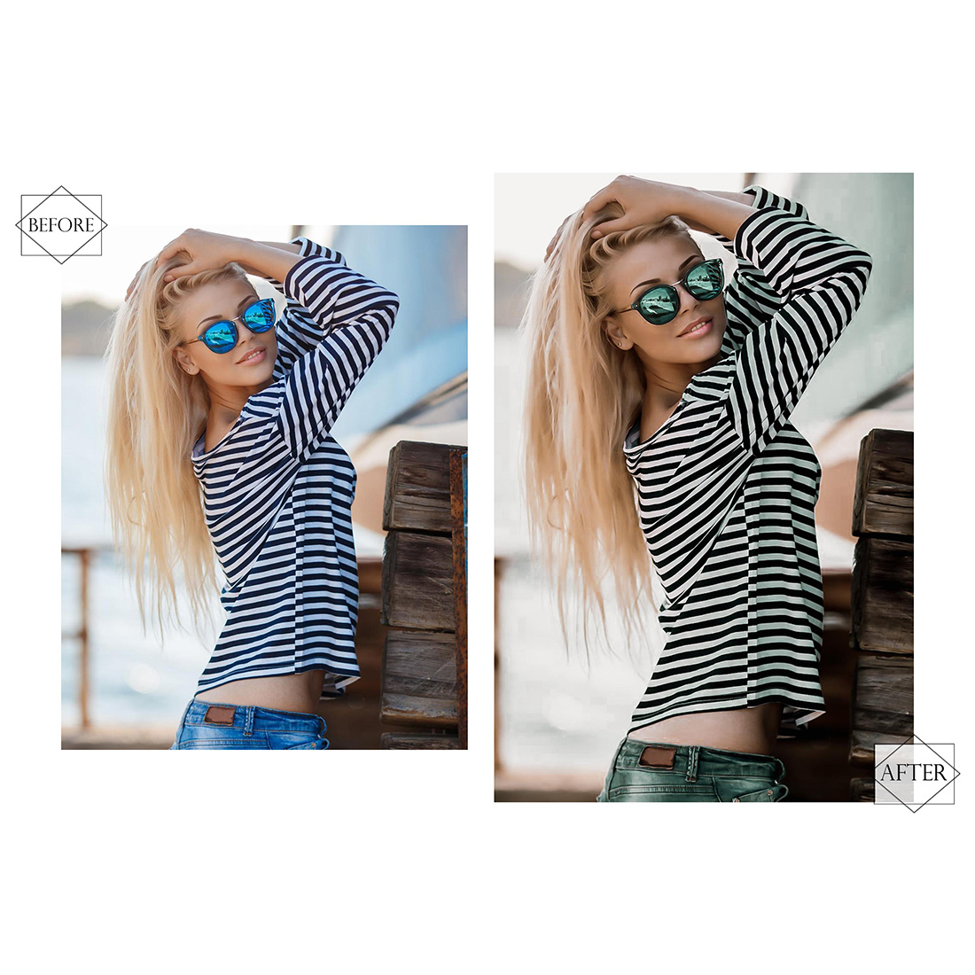 12 Photoshop Actions, Woodgrains Ps Action, Green ACR Preset, Brown Filter, Lifestyle Theme For Instagram, Spring Moody, Warm Portrait preview image.