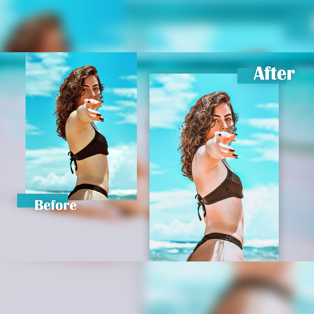 12 Photoshop Actions, Beach Vibes Ps Action, Summer ACR Preset, Saturation Filter, Lifestyle Theme For Instagram, Professional Portrait preview image.