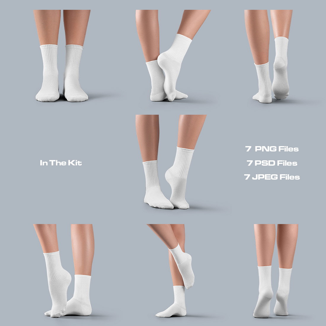 7 Mockups Medium Socks on the Woman Legs preview image.