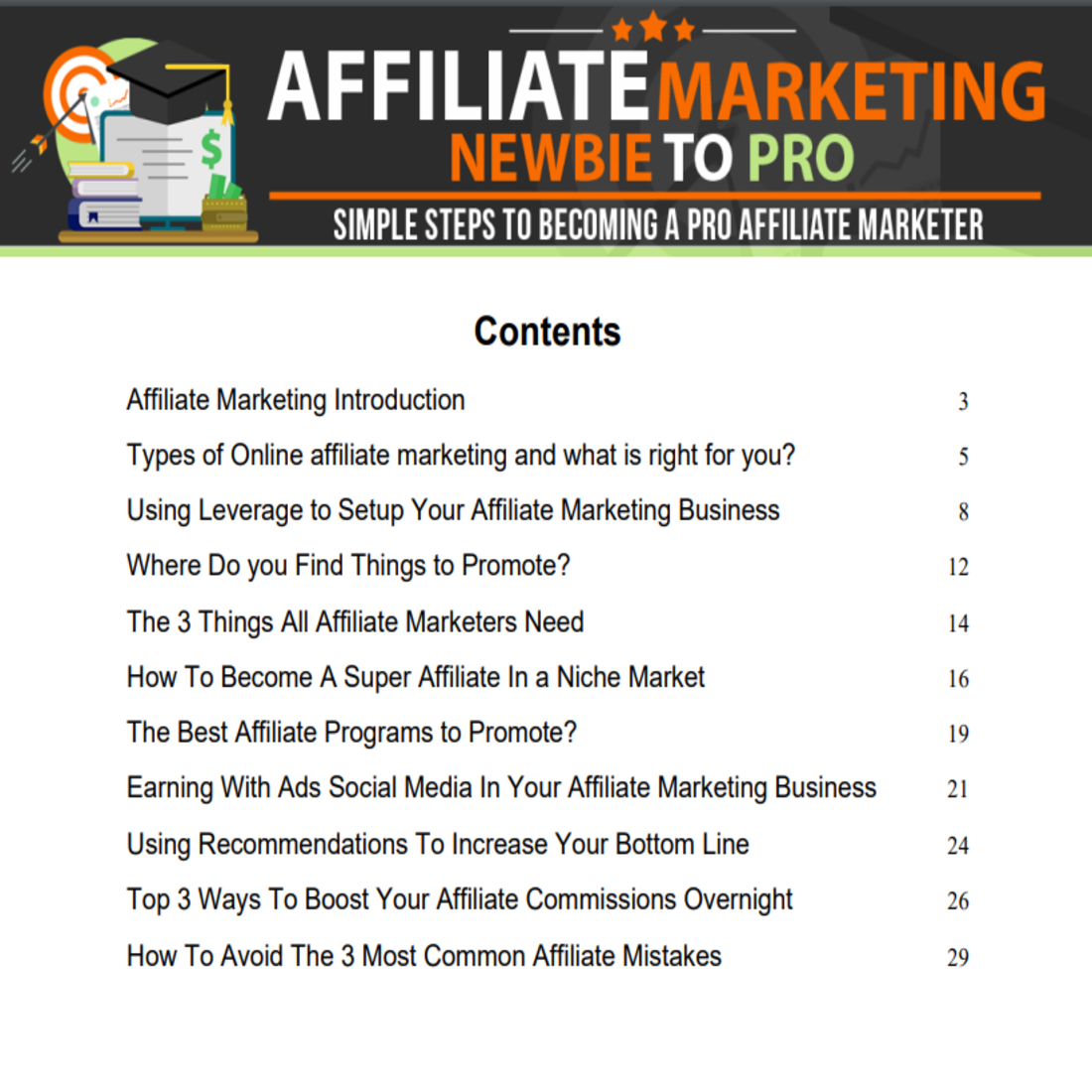 Affiliate Marketing Ebook Course Newbie To Pro Lucrative Side Hustle preview image.