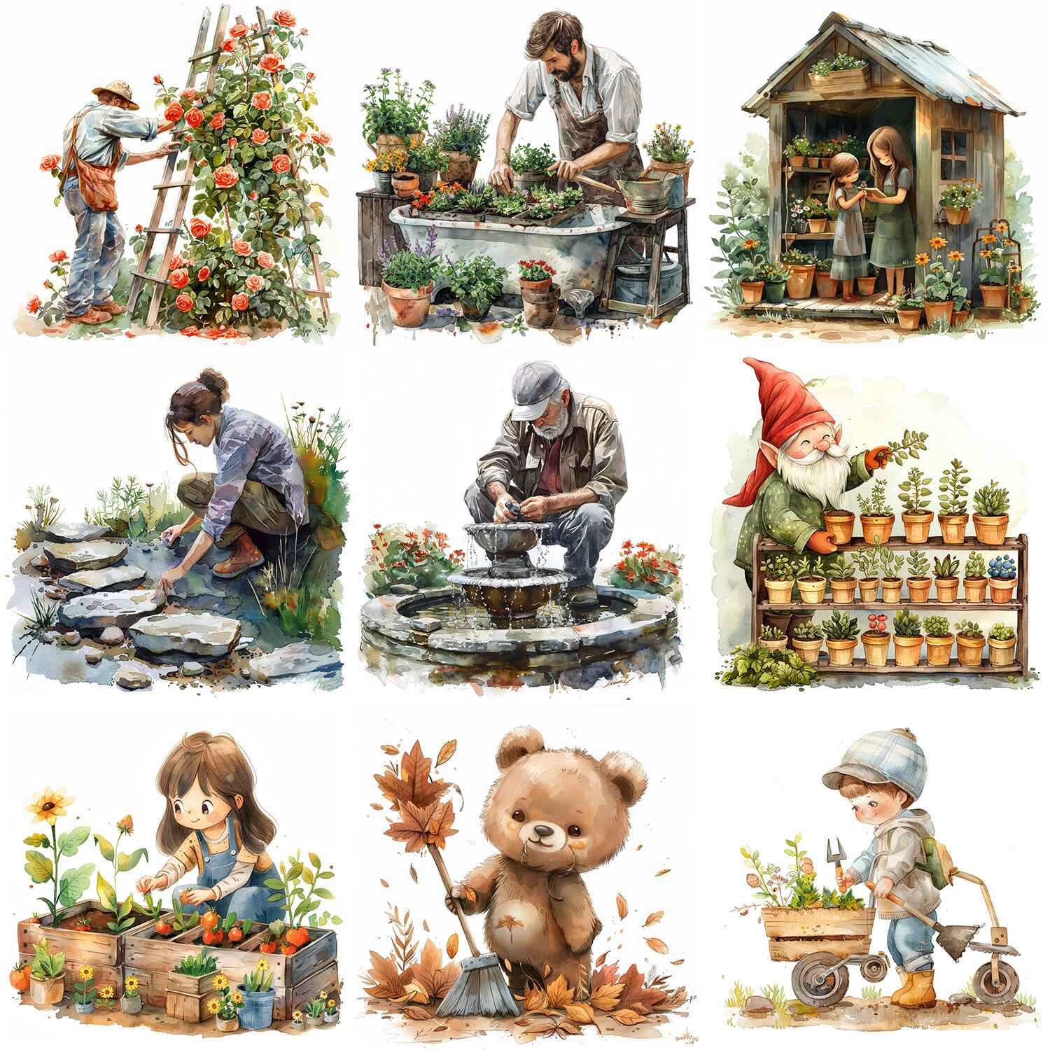 Gardening Clipart Bundle preview image.
