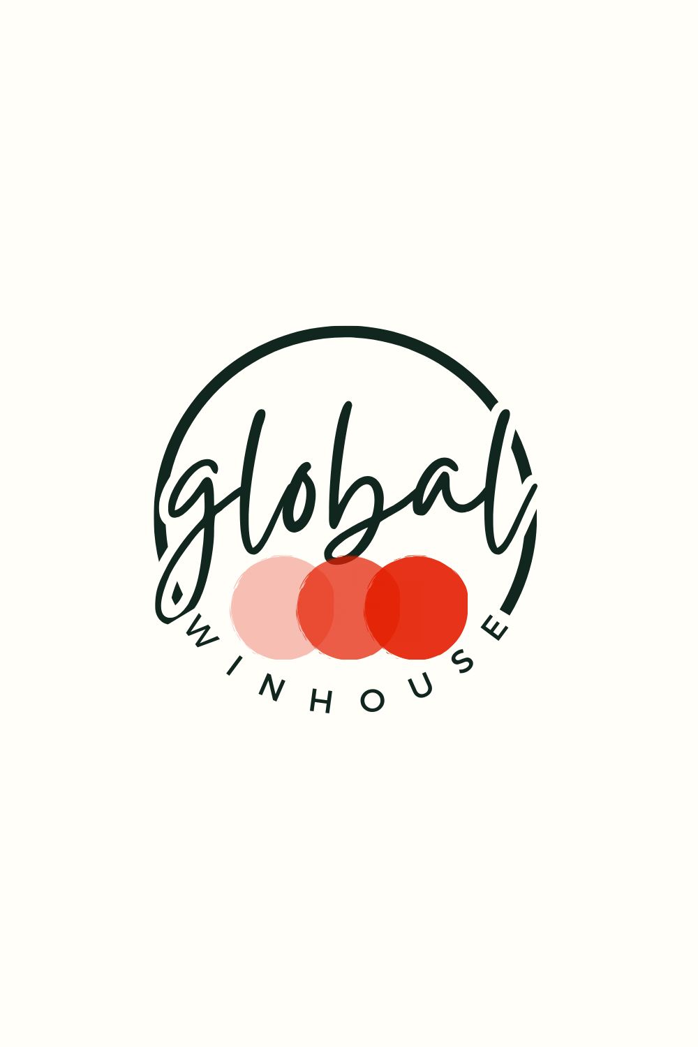Stylish Global Logo with Handwritten Text and Abstract Circles pinterest preview image.