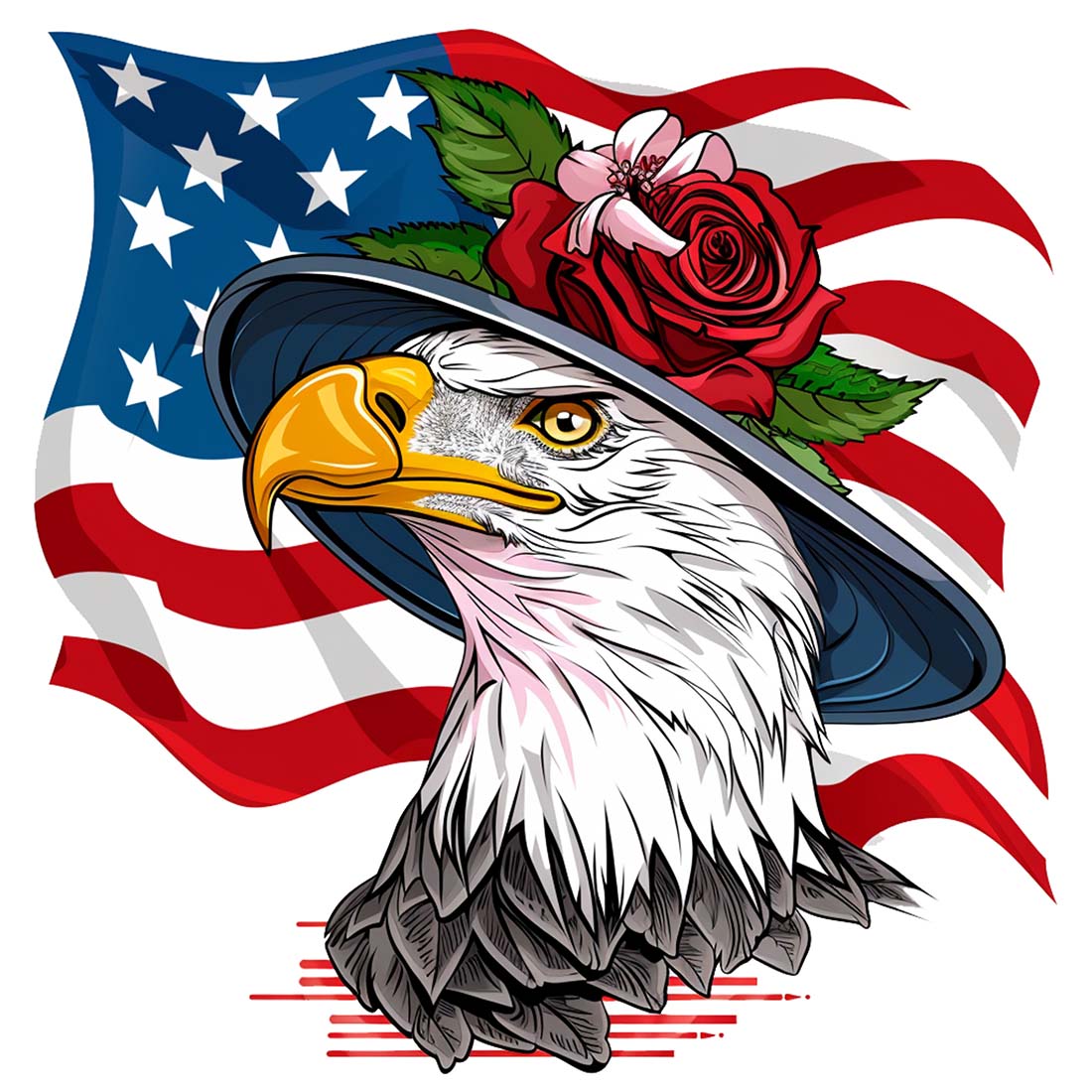 America Eagle with Flag Unique Clipart Design preview image.