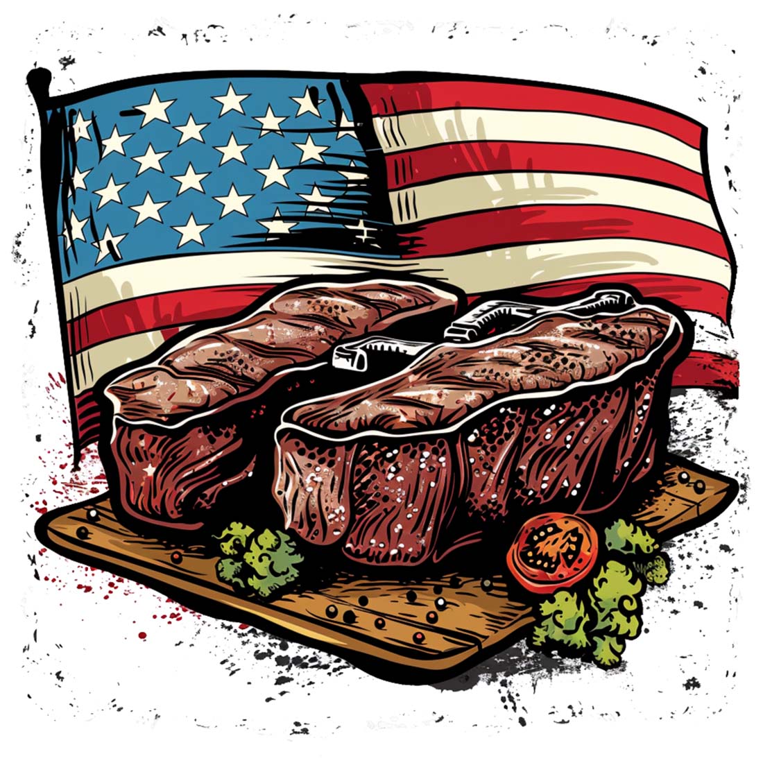 American Meat & Flag Unique Design preview image.