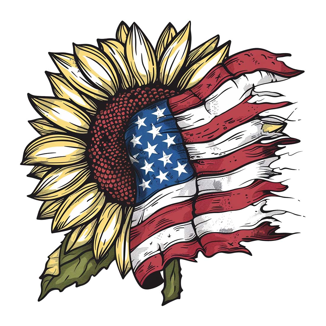 American Flower Unique Clipart Design preview image.
