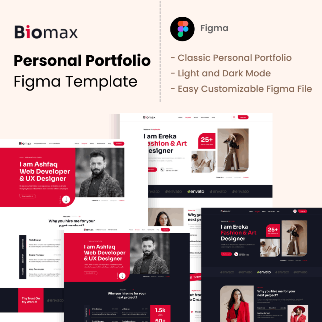 Biomax - Personal Portfolio Figma Template - MasterBundles