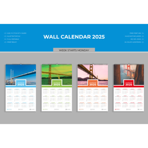 Wall Calendar Design 2025 cover image.