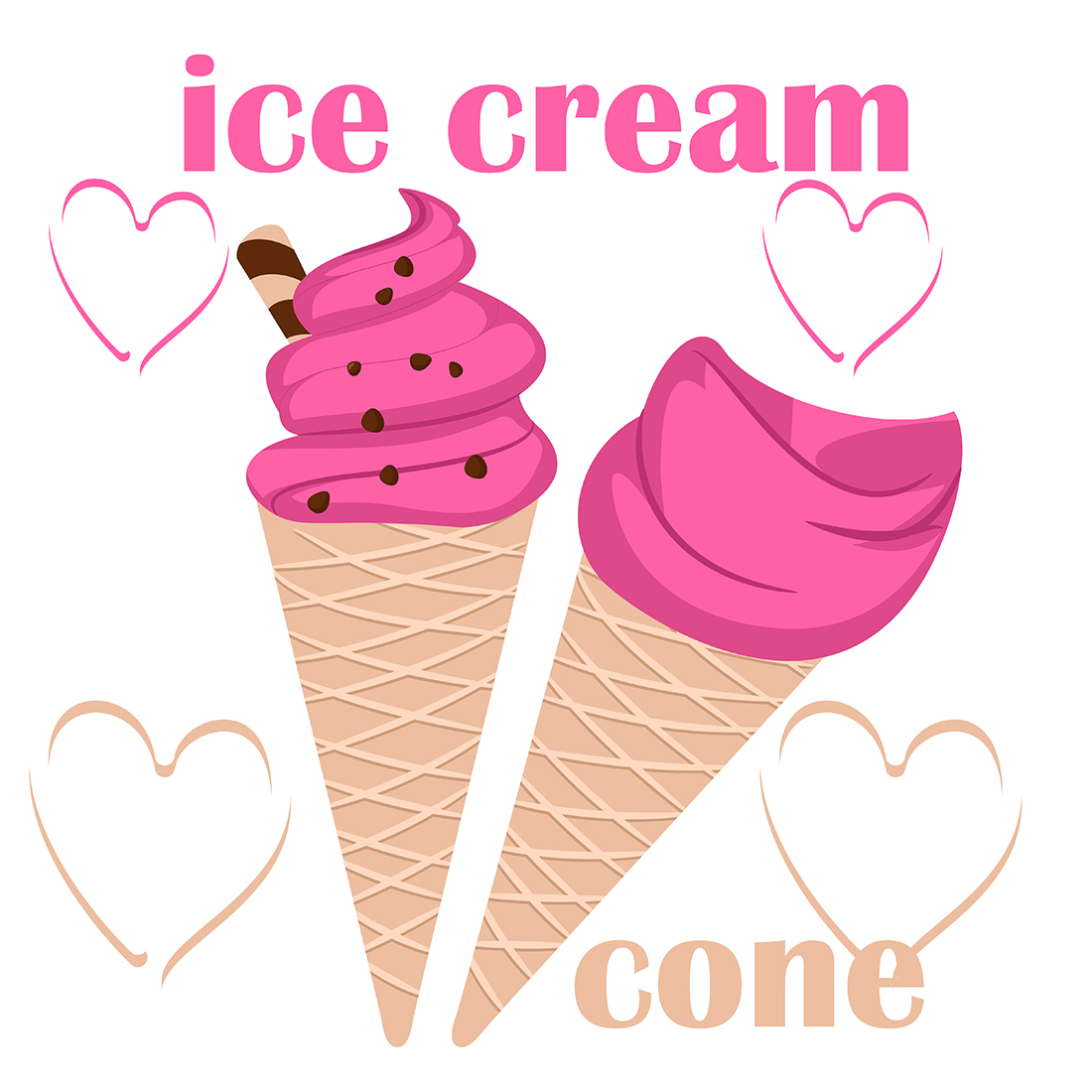 Ice cream cone, Ice cream in a waffle cone 2 templates preview image.