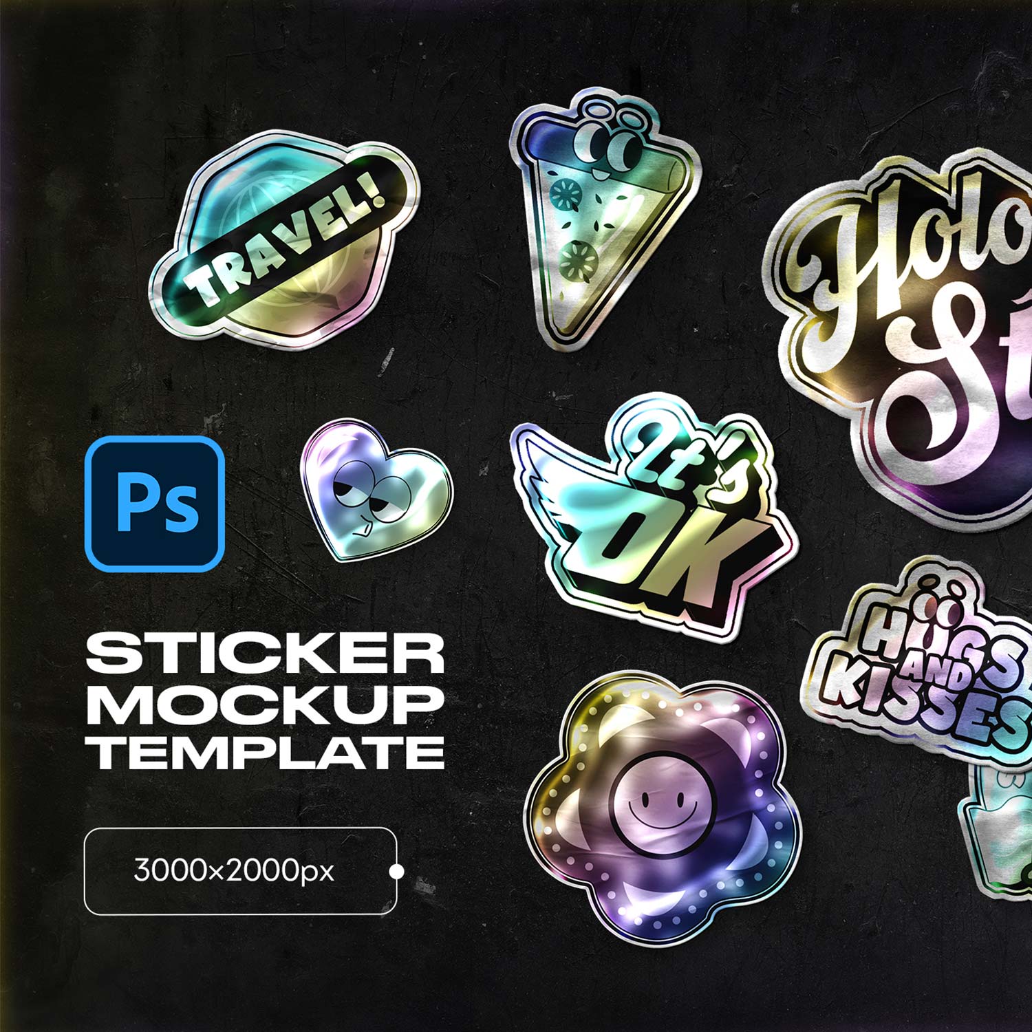 Holographic Sticker Mockup cover image.