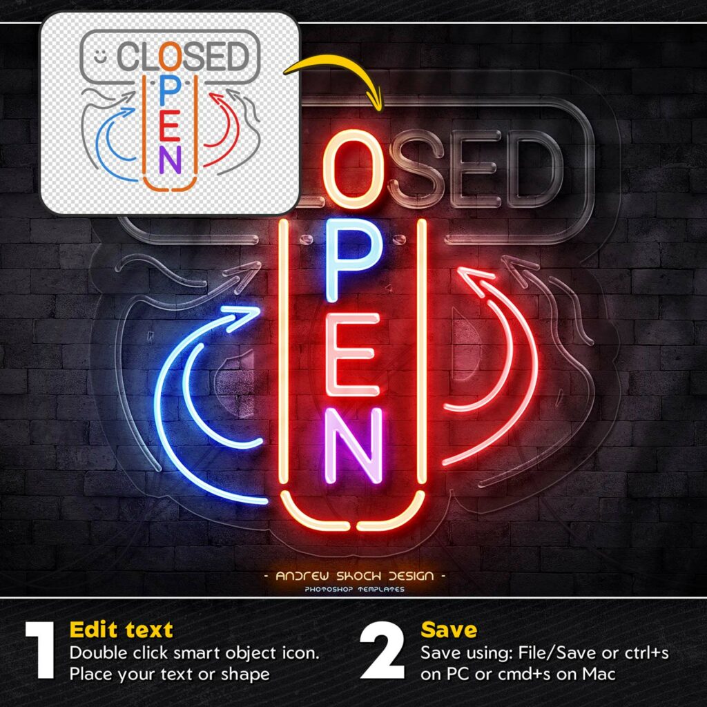 Neon On Off Switch Light – Photoshop Template - MasterBundles